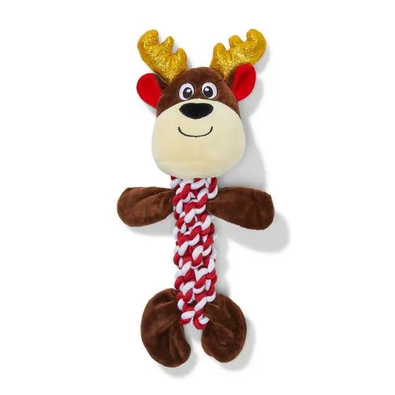 All Day Christmas Braided Reindeer Dog Toy L