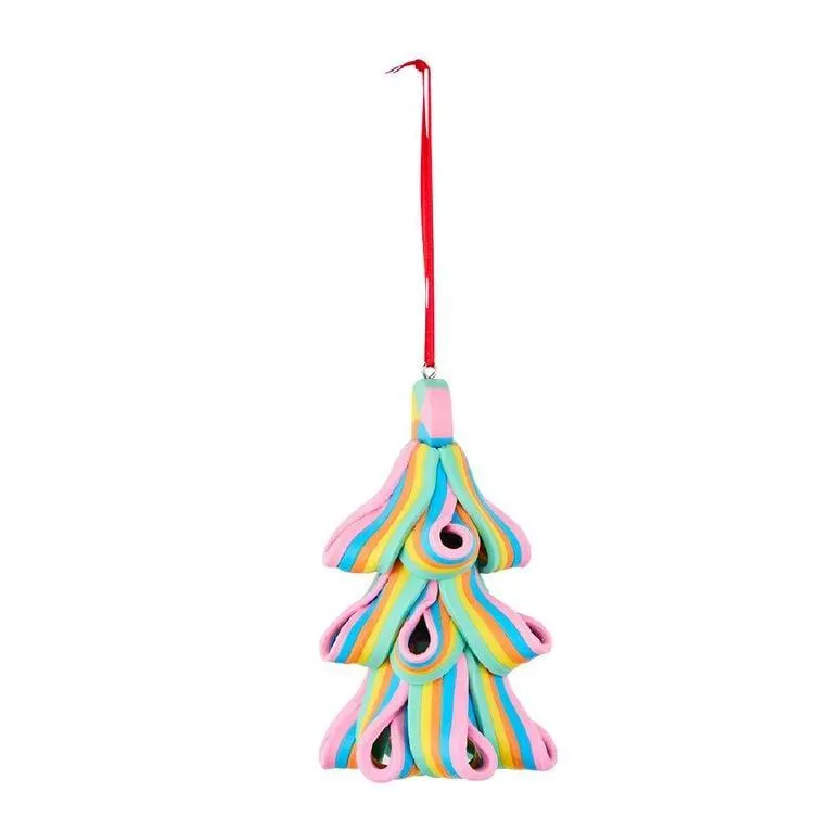 Wonderland Clay Christmas Tree Decoration Bright Lolly 3D Tree 10cm