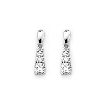 Sterling Silver Cubic Zirconia Three Stone Earrings