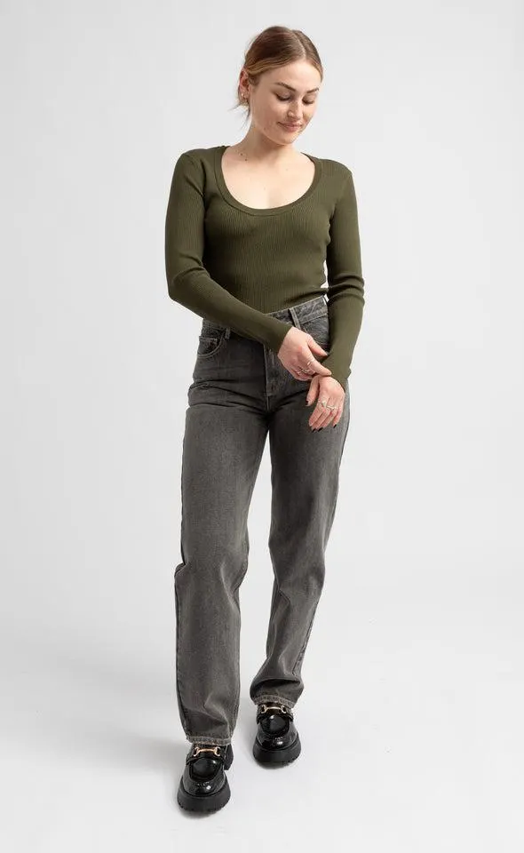 Straight Leg Black Wash Jeans