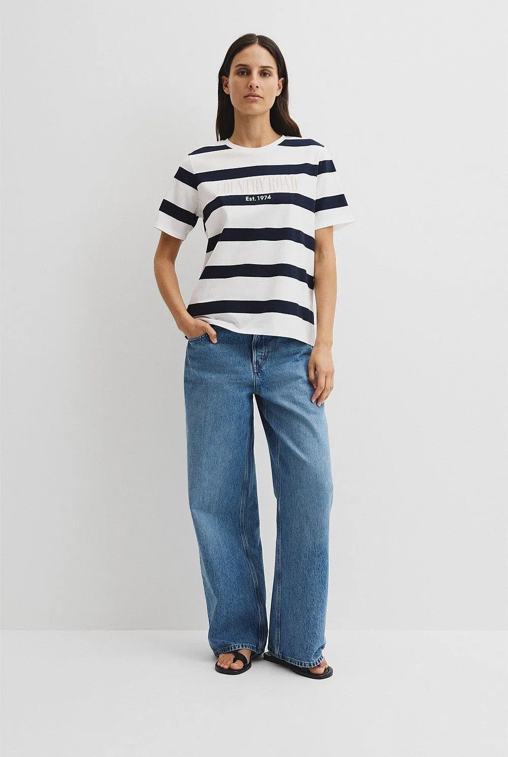 Australian Cotton Stripe Heritage Embroidered T-Shirt