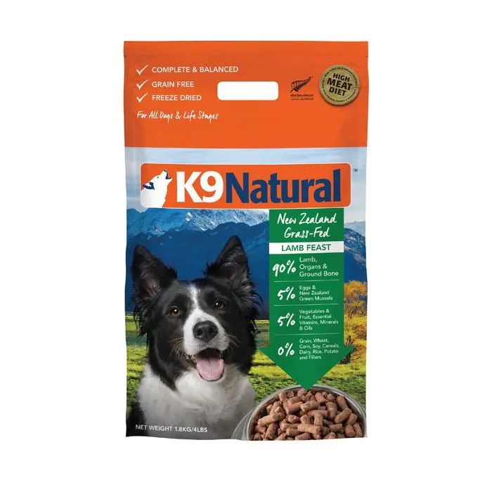 K9 Natural Freeze Dried Raw Lamb Dog Food 1.8kg