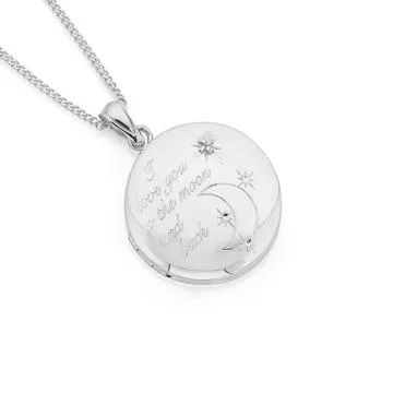 Sterling Silver 20mm Moon Locket