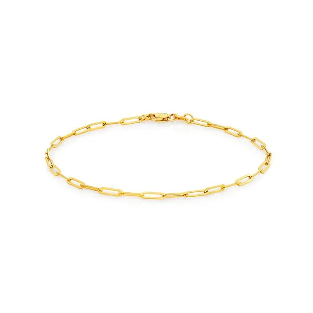 9ct Gold 19cm Solid Paperclip Bracelet