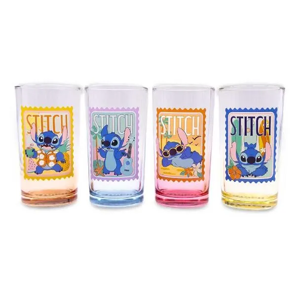 Disney - Lilo & Stitch - Stitch Postal Stamps Glass 4-Pack