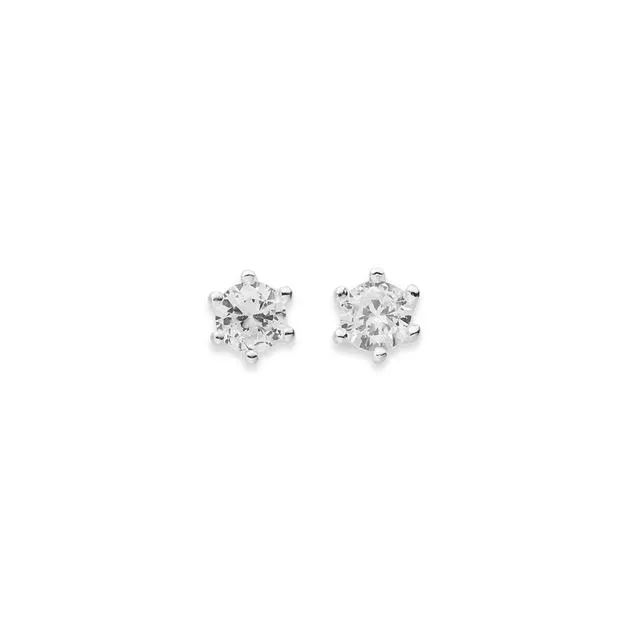 Sterling Silver & Cubic Zirconia 3mm Stud Earrings