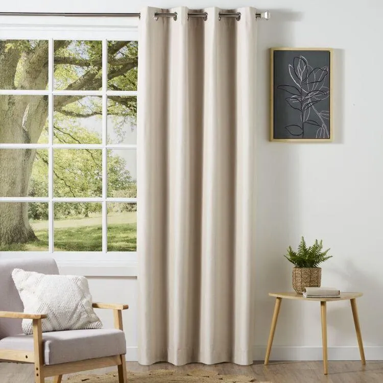 Brampton House Monte Carlo Single Blockout Eyelet Curtain Stone 135 x 223 cm