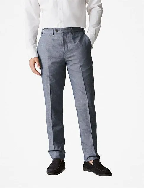 Regular Fit Yarn Dyed Cotton Linen Pant