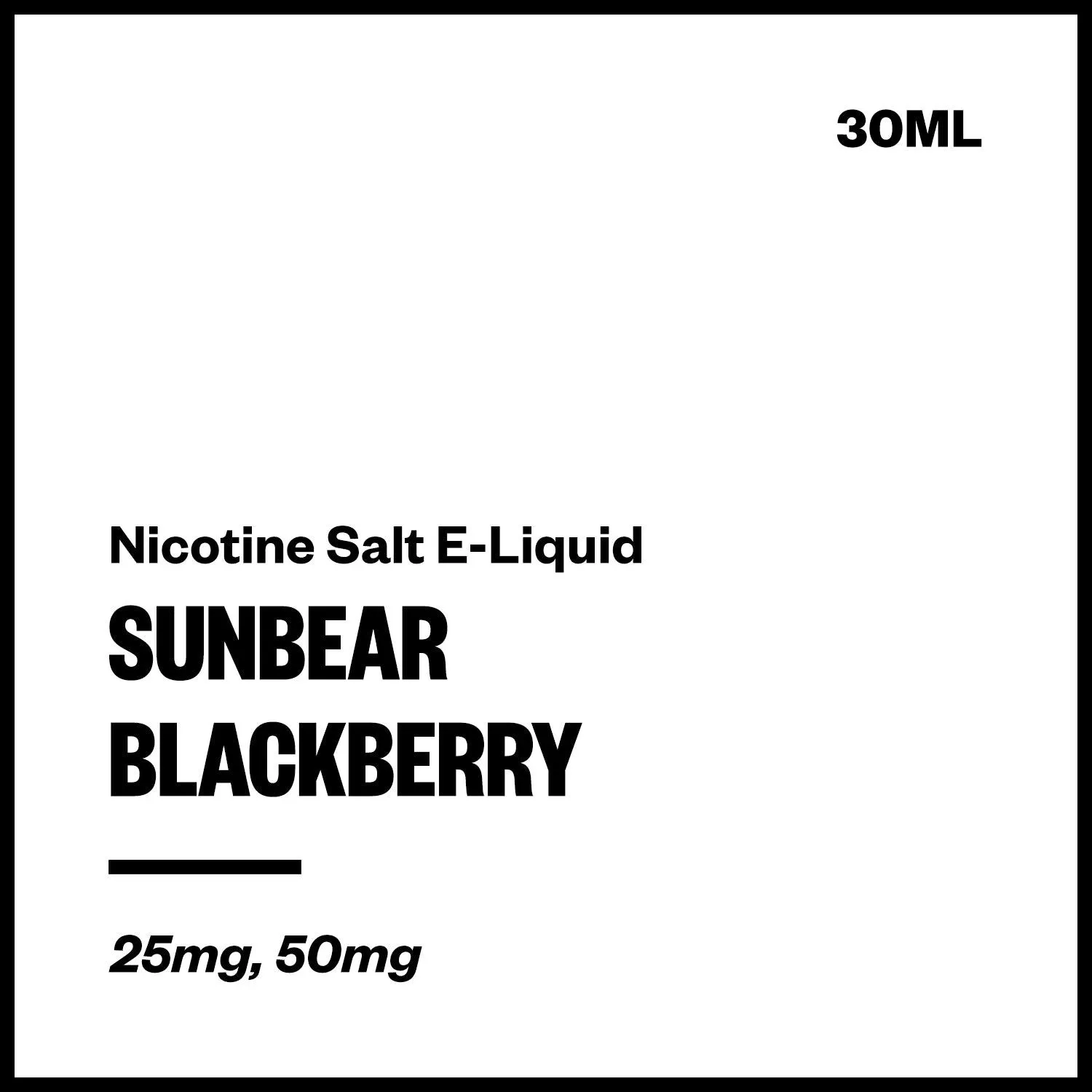 SunBear - Blackberry (Nic Salt E-Liquid 30ml)