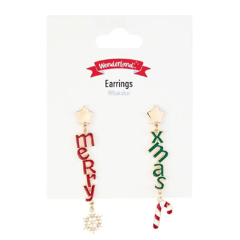 Wonderland Merry Christmas Earrings