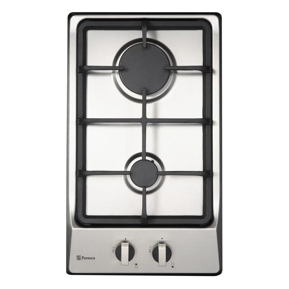 Parmco Domino 30cm S/Steel 2 Burner Gas Cooktop
