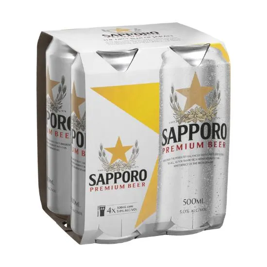 Sapporo Premium Japanese Beer Cans 4x500ml