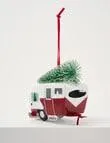 Christmas Shop Ornament, Red Metal Caravan