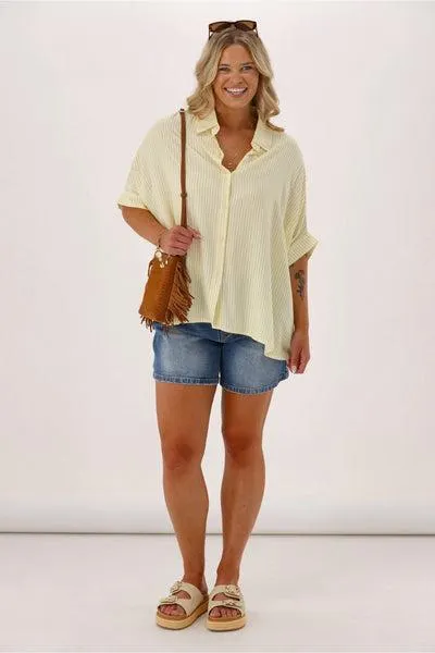 Elm Luna Shirt Pale Banana Stripe
