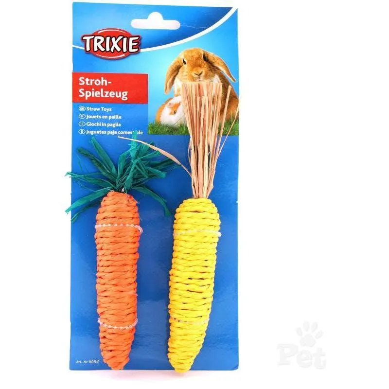 Trixie Straw Carrot & Corn 2pc - 15cm