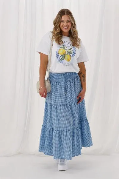 Sunday Boho Astrid Skirt Blue Check