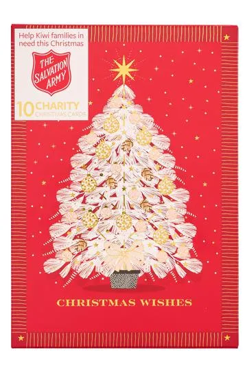 Christmas Cards Salvation Army Tree Red & White Pack of 10