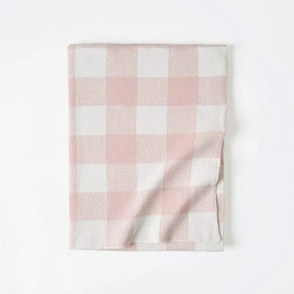 Gingham Kids Throw - Pale Pink/Ivory