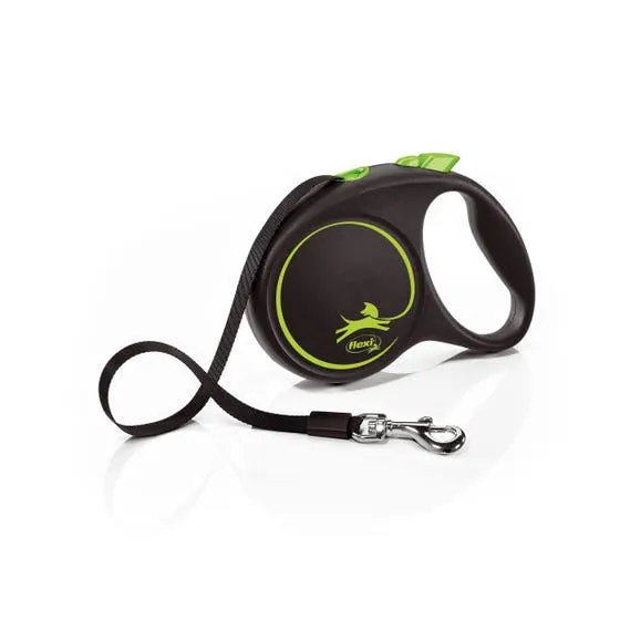 Flexi Black Dog Lead Tape Green M 5m