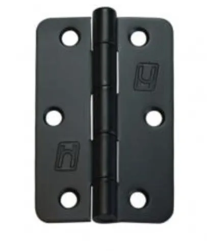 Hinge Steel 89x58x2mm R1/4 Black Electroplate & Lacquered (Greased Pin)