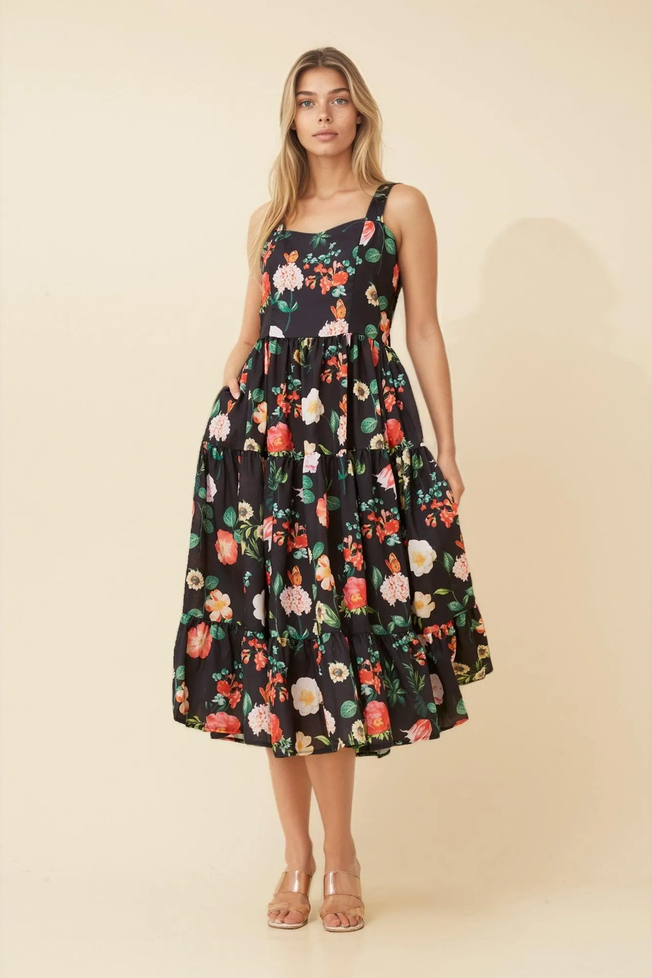 TANITH FLORAL MIDI DRES