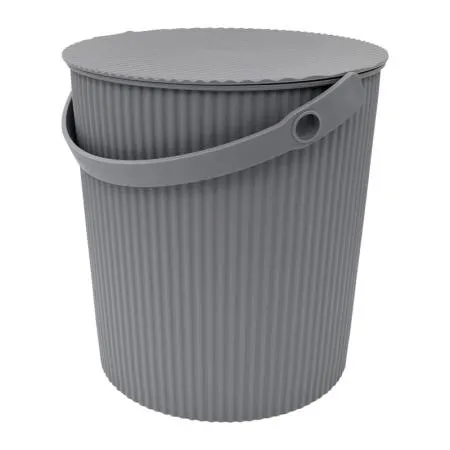Designer Ribbed Bucket 19L with Lid Grey