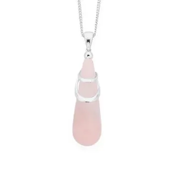 Sterling Silver Rose Quartz Drop Pendant