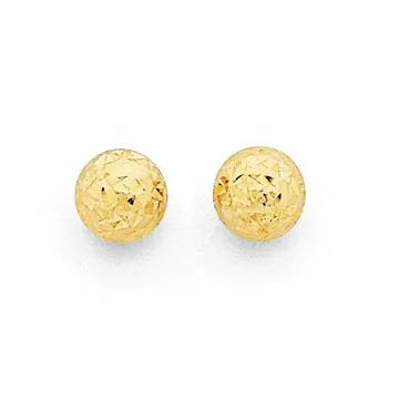 9ct, 6mm Diamond Cut Ball Studs