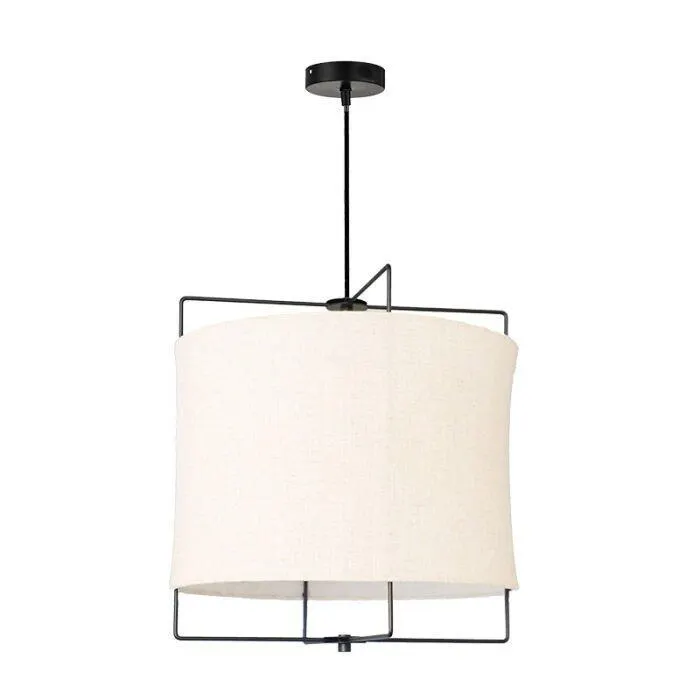 RAFAEL BLACK/NATURAL LINEN 40CM 1 LIGHT PENDANT