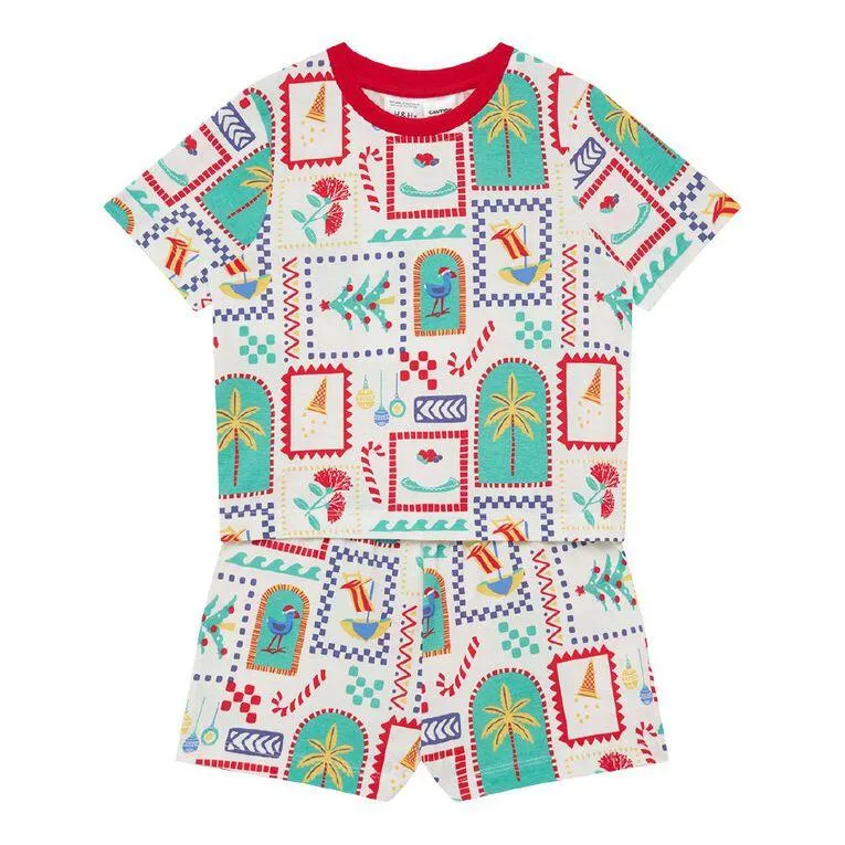 H&H Girls' Family Christmas Tee and Shorts Pyjama Set