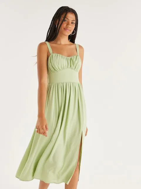 Clara Linen Blend Split Midi Dress