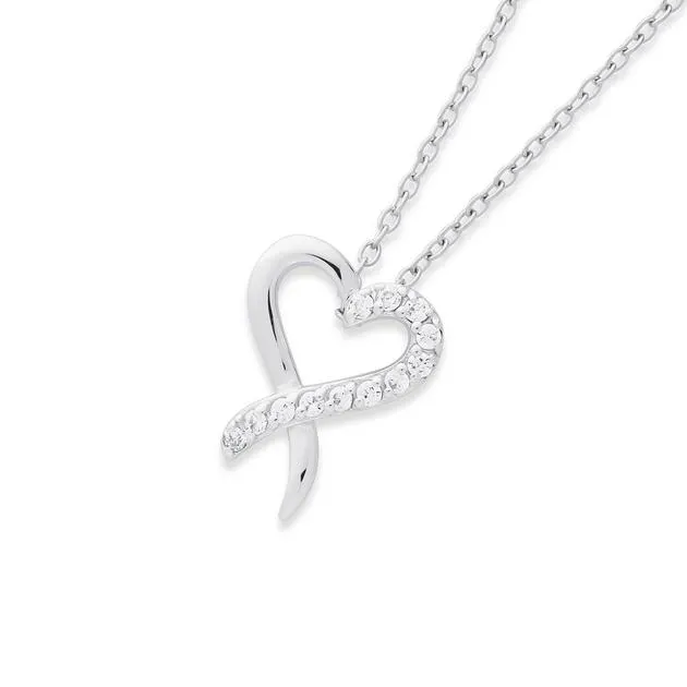 Sterling Silver Cubic Zirconia Heart Necklet