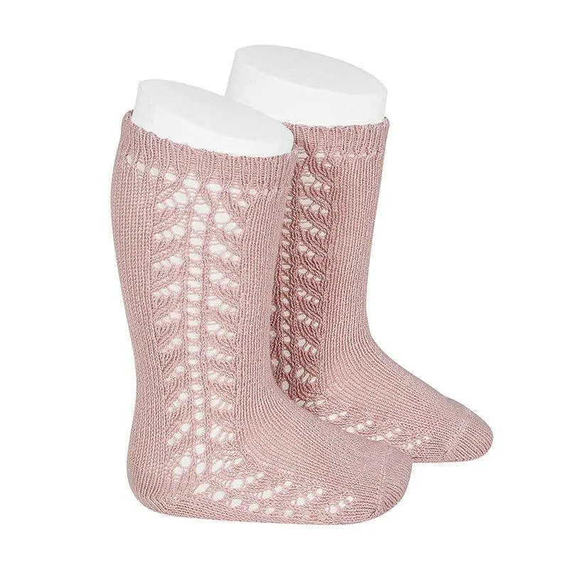 Condor Side Openwork Knee High Sock - Dusty Pink (526)
