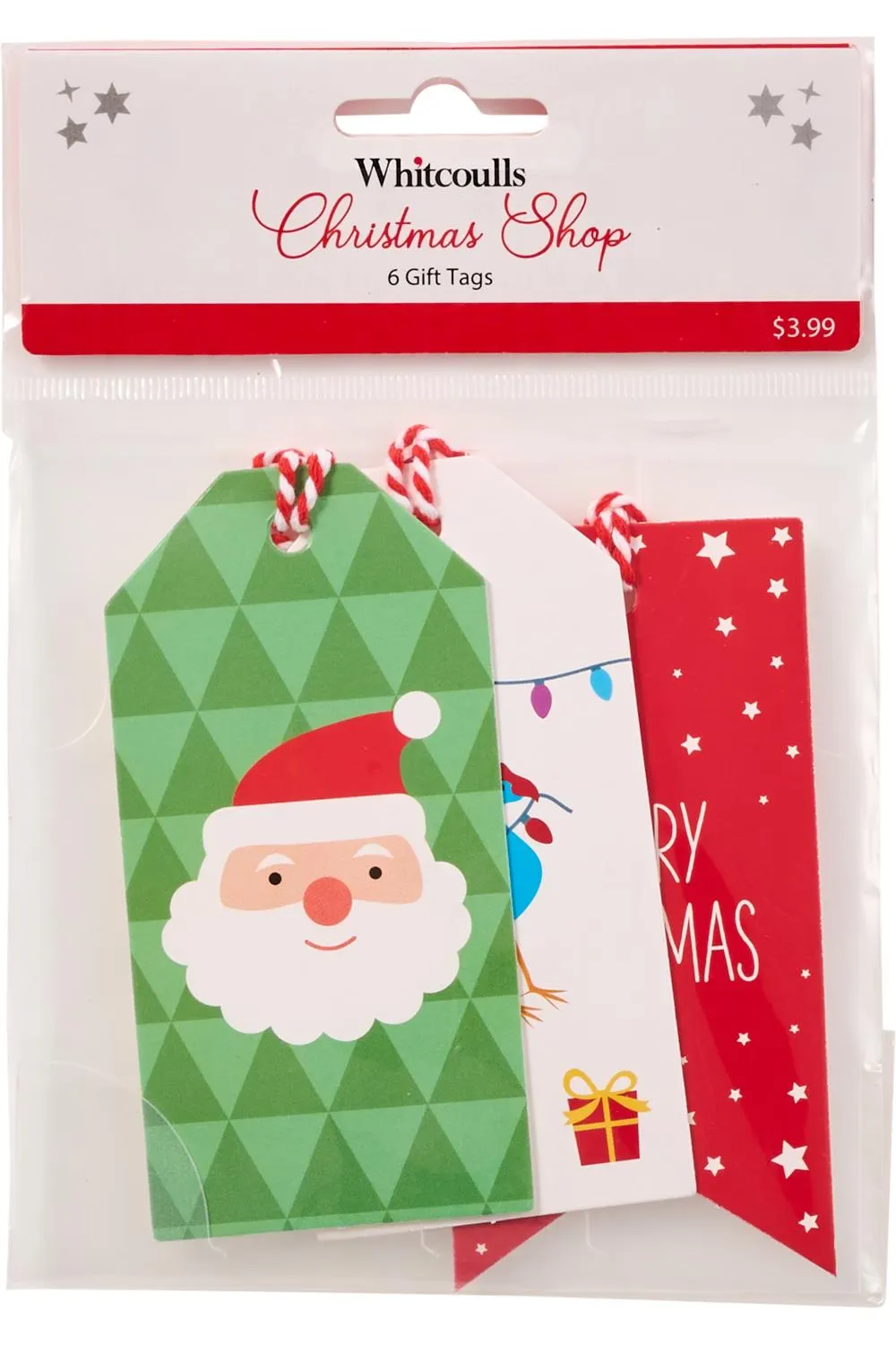 Whitcoulls Christmas Shop Gift Tags Bright Fun Pack of 6