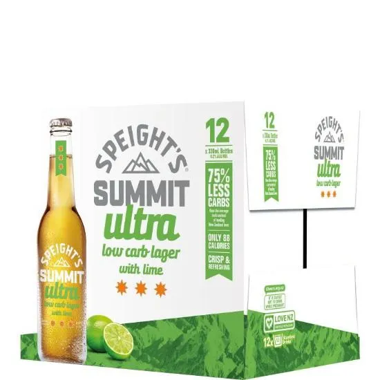 Speight's Summit Ultra Low Carb Lager Lime Bottles 12x330ml