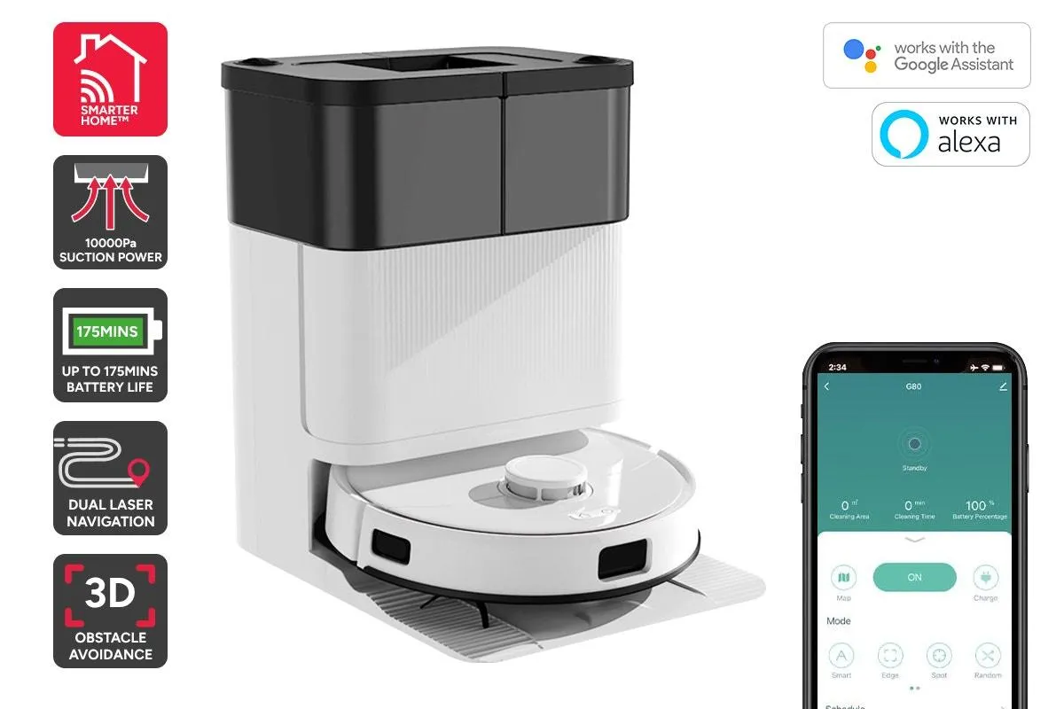 Kogan SmarterHome™ LX20 Pro Robot Vacuum and Mop with Self-Cleaning and Drying