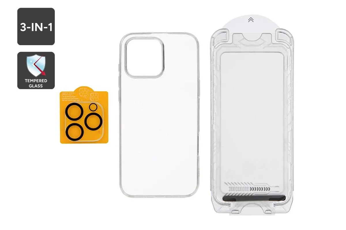 Ultimate 3-in-1 Protection Kit for iPhone 16 Pro (Screen/Lens Protectors and Clear Case)