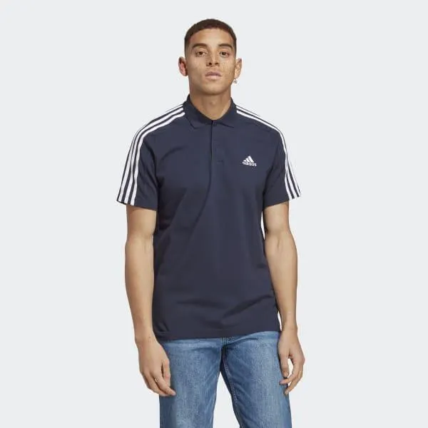 Essentials Piqué Embroidered Small Logo 3-Stripes Polo Shirt