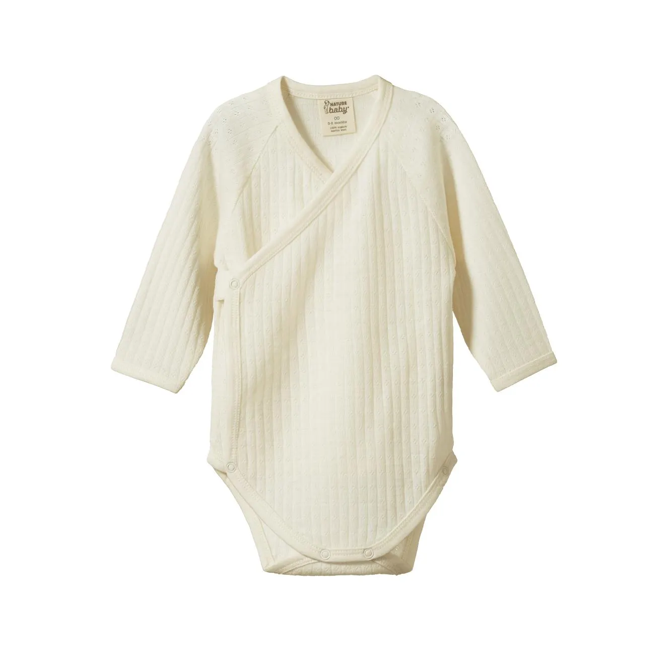 Merino Pointelle Long Sleeve Kimono Bodysuit