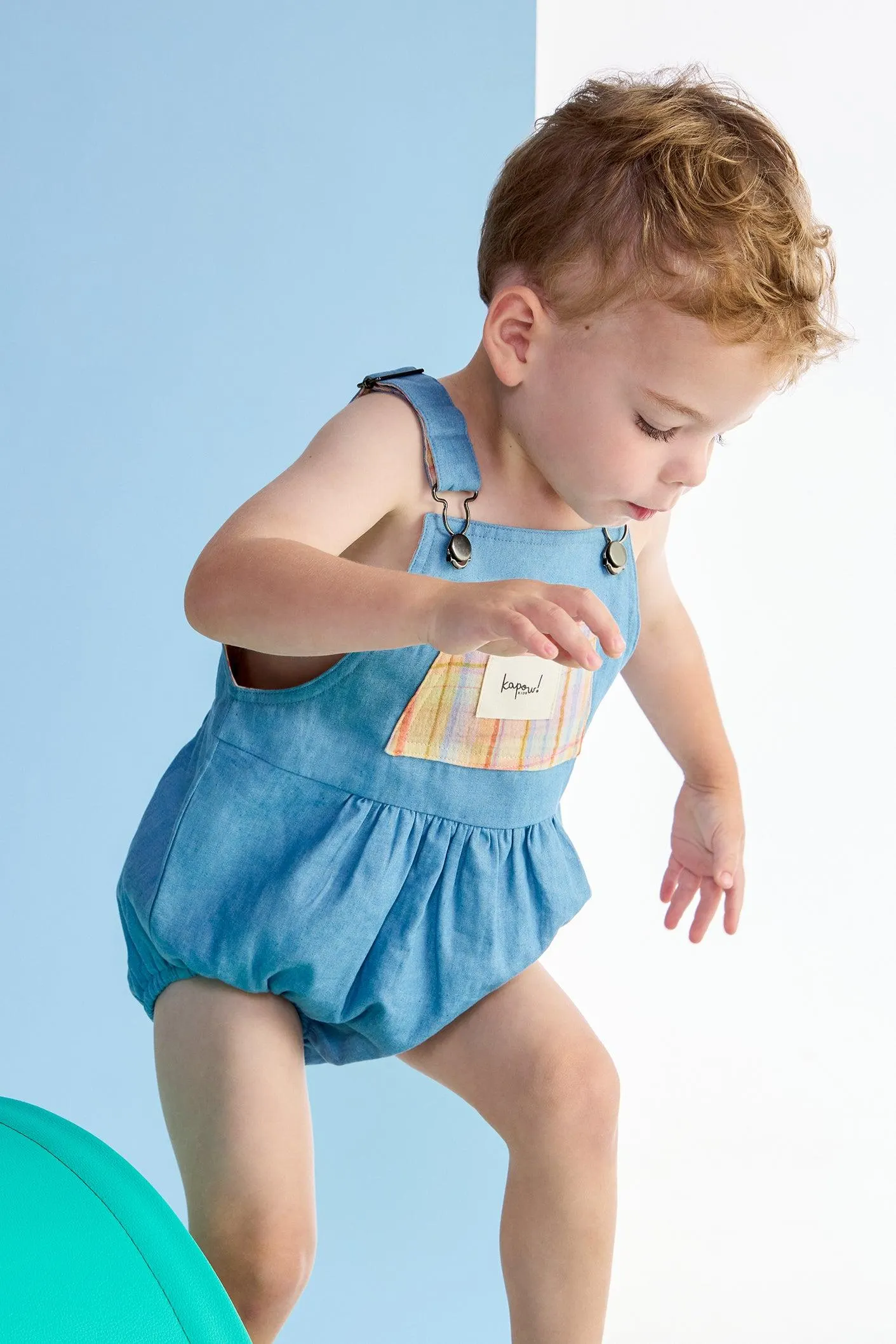 KAPOW - RAINBOW DENIM ROMPER
