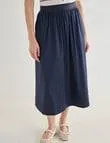 Jigsaw Aoife Elastic Waist Midi Skirt, Navy