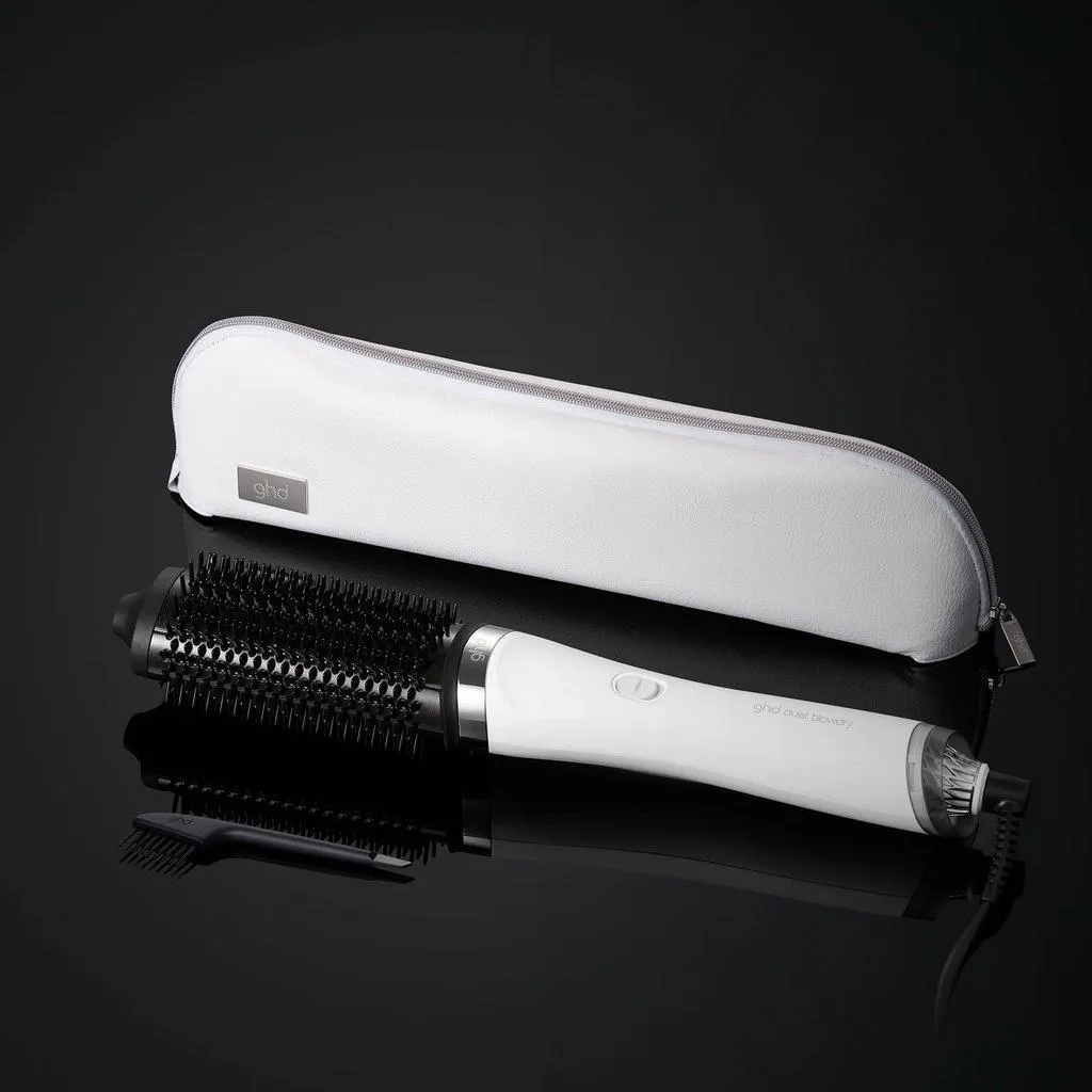 GHD DUET BLOWDRY HAIR DRYER BRUSH IN WHITE