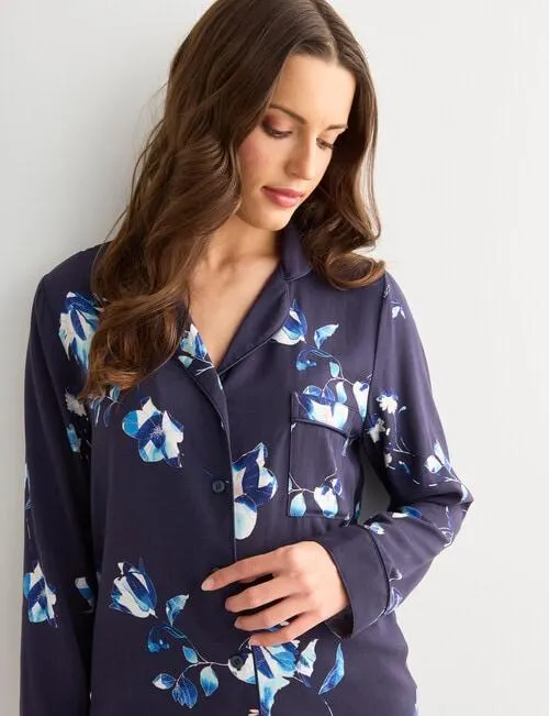 Whistle Sleep Etch Print Classic PJ Set, Navy