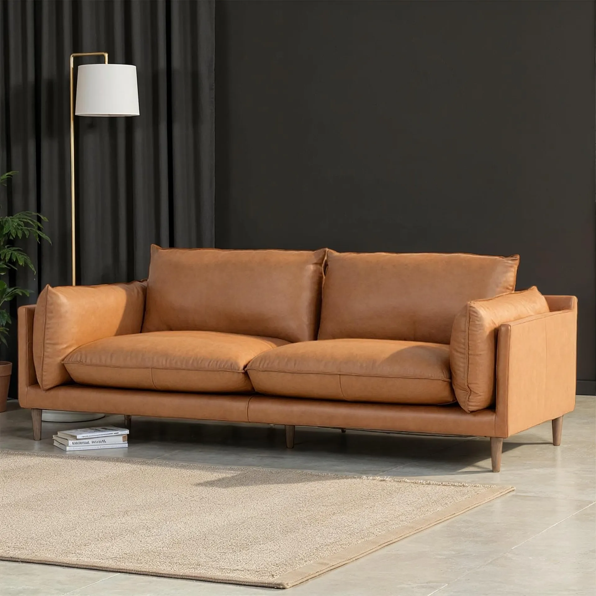 Alina 3 Seater Leather Sofa, Tan