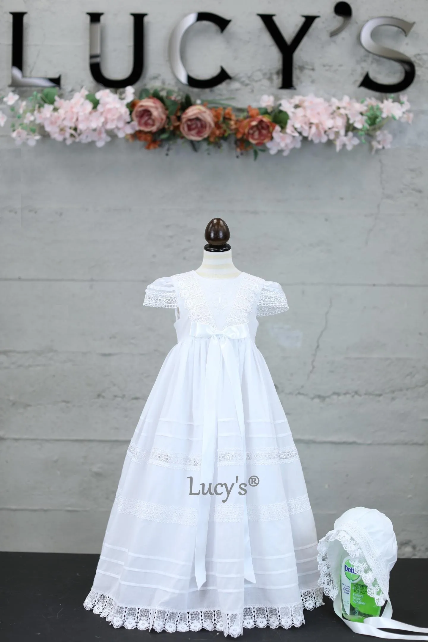 Jessica II Baby Girls Pure Cotton Premium Christening Gown Baptism Dress Bonnet Set - Nimble | Lucy's