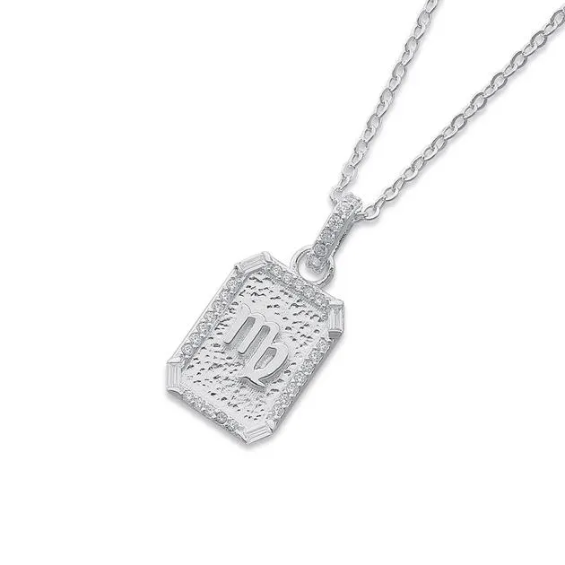 Sterling Silver Cubic Zirconia Virgo Pendant with Chain