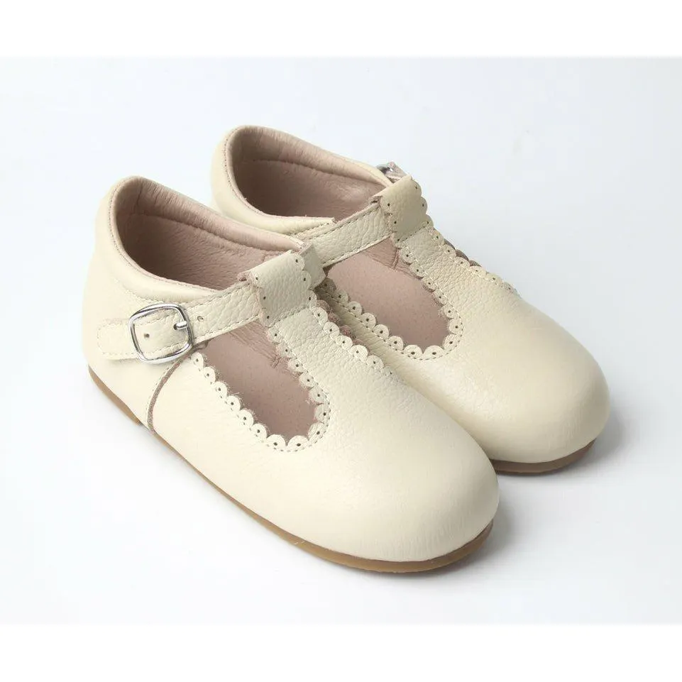 CREAM T-BAR SHOES