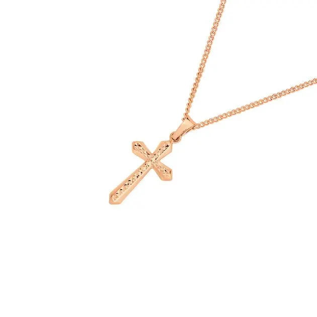 9ct Rose Gold Cross Pendant