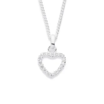 Sterling Silver Cubic Zirconia Heart Pendant