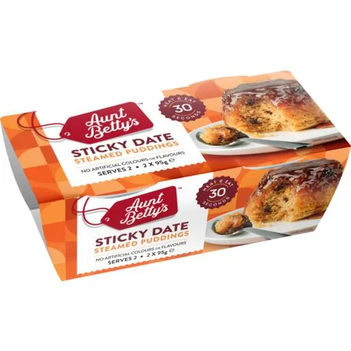 Aunt Betty's Steamed Pudding Sticky Date 2 Pack